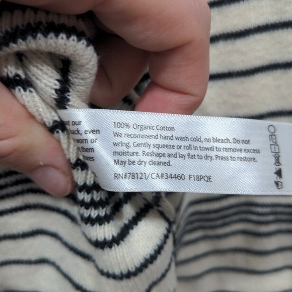 Eileen Fisher Petite Size S Organic Cotton Striped Sweater Hi-Lo Hem Oversized - Picture 4 of 10